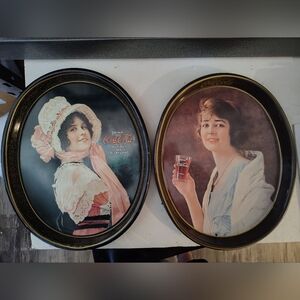 Vintage 1973 Coca Cola Metal Serving Trays Set of 2